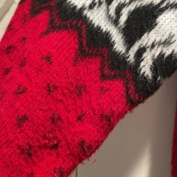 𝅺Yari Artesanias Multicolored Hooded Wool Zip Drawstring Llama Sweater Jacket - Picture 5 of 8